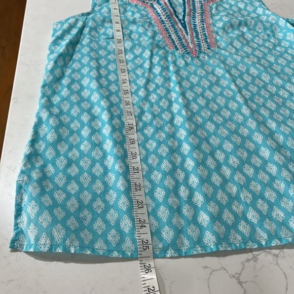 Sleeveless Aqua Patterned Top By Talbots - Picture 6 of 13